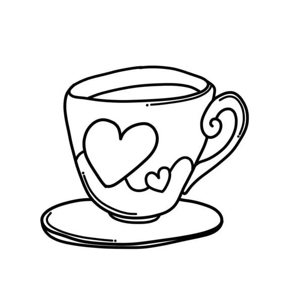 Tasse Kaffee Doodle Vektor Symbol Zeichnung Skizze Illustration Handgezeichnete Cartoon — Stockvektor