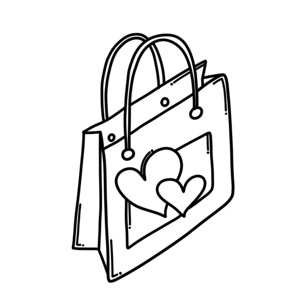 Shopping Bag Doodle Vector Icon Drawing Sketch Illustration Hand Drawn — Stock Vector