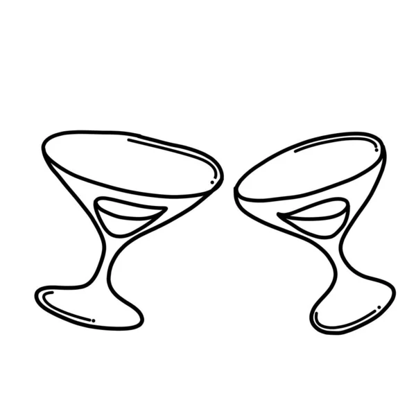 ワイングラス 落書きベクトルアイコン スケッチ図手描き漫画ライン — ストックベクタ