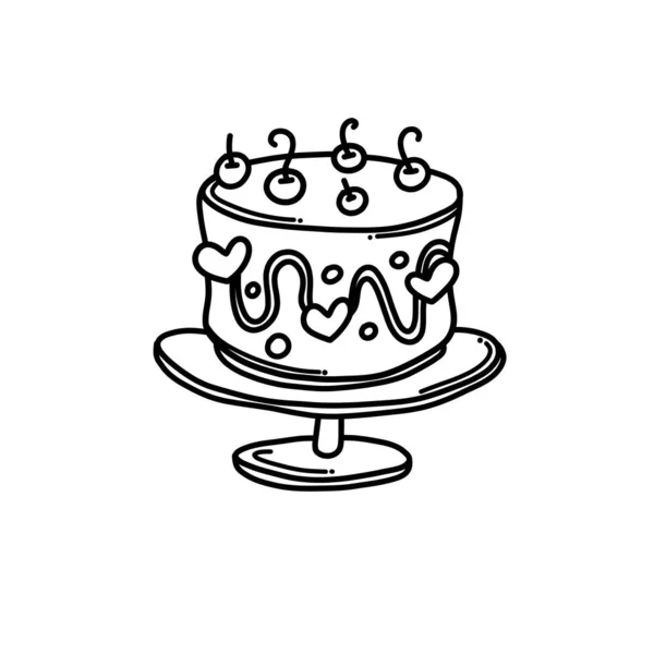 Cake Doodle Vectoricoon Tekening Schets Illustratie Hand Getekend Cartoon Lijn — Stockvector