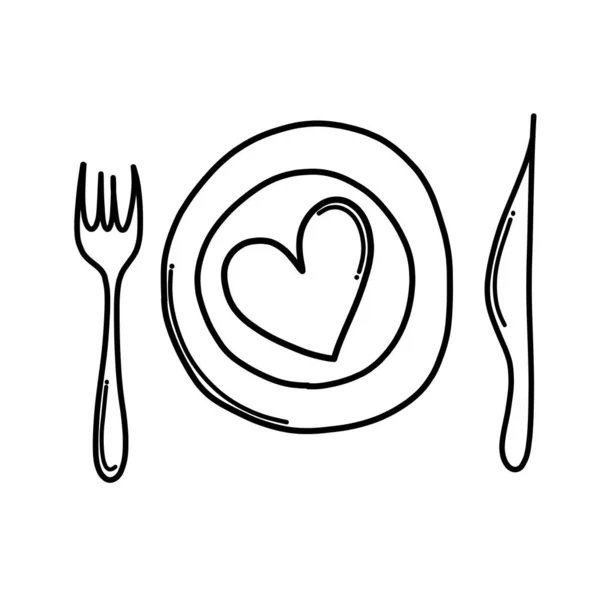 餐具涂鸦矢量图标 图示手绘卡通画线 — 图库矢量图片