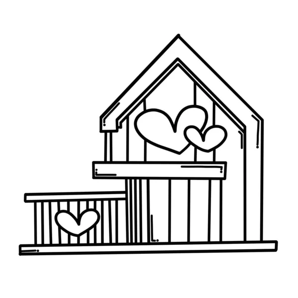 Accueil Avec Coeur Doodle Icône Vectorielle Dessin Dessin Illustration Dessiné — Image vectorielle