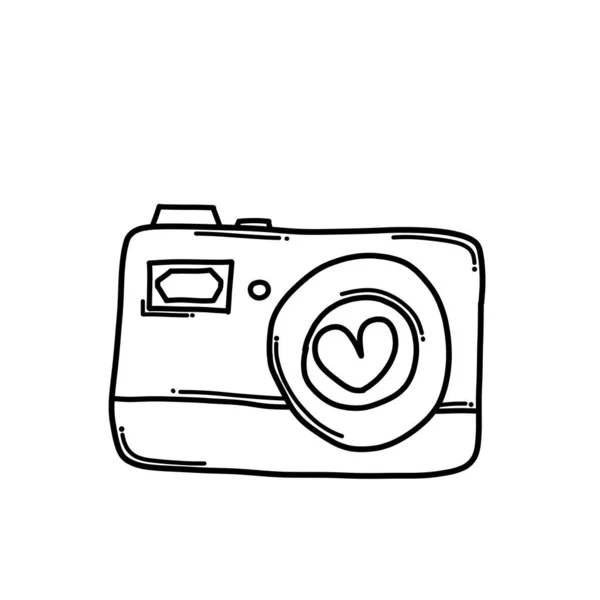 Kamera Mit Liebe Doodle Vektor Symbol Zeichnung Skizze Illustration Handgezeichnete — Stockvektor