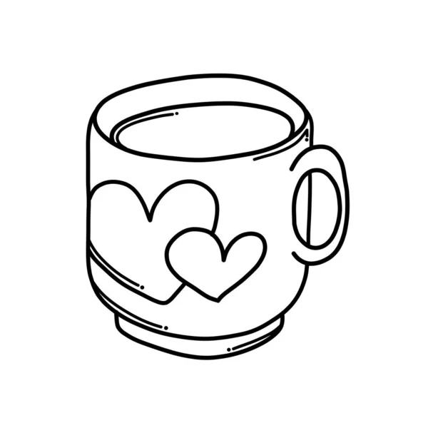 Tasse Kaffee Doodle Vektor Symbol Zeichnung Skizze Illustration Handgezeichnete Cartoon — Stockvektor