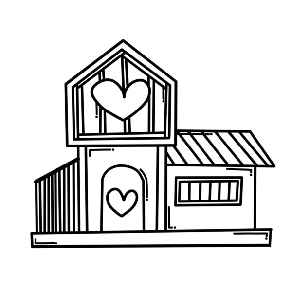 Home Heart Doodle Vector Icon Рисунок Эскиза Ручная Рисованная Линия — стоковый вектор