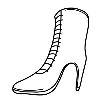 Yüksek topuklu Doodle vektör simgesi. Çizim çizimi çizimi el çizimi çizgi film çizimi.