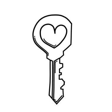 Key Doodle vektör simgesi. Çizim çizimi çizimi el çizimi çizgi film çizimi.