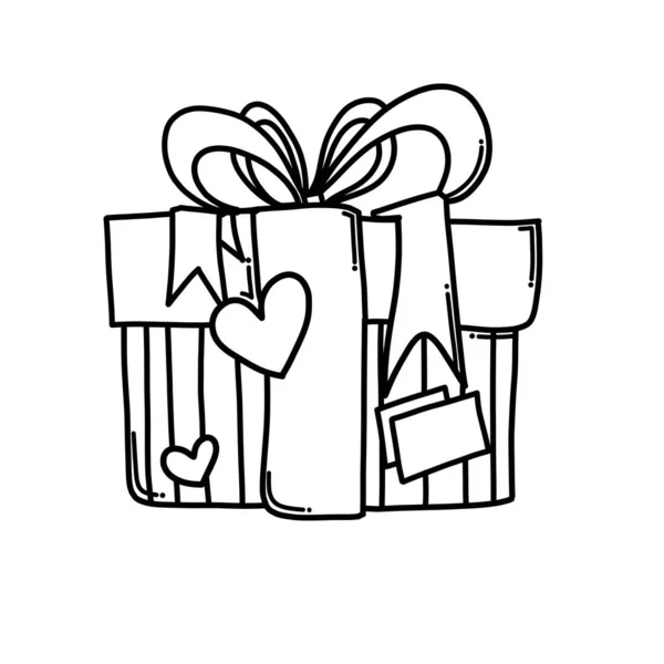 Gift Doodle Vector Icon 스케치 손으로 — 스톡 벡터