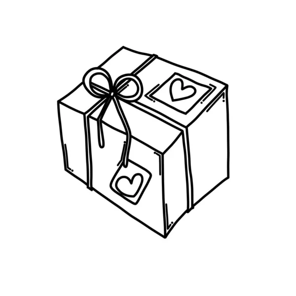 Regalo Doodle Vector Icono Dibujo Dibujo Ilustración Dibujado Mano Línea — Vector de stock