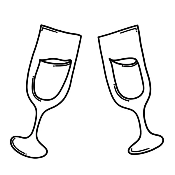 Copas Vino Doodle Vector Icono Dibujo Dibujo Ilustración Dibujado Mano — Archivo Imágenes Vectoriales