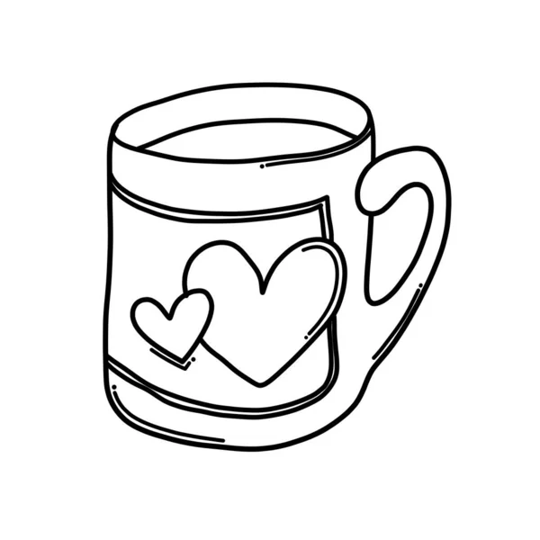 コーヒーのカップ落書きベクトルアイコン スケッチ図手描き漫画ライン — ストックベクタ