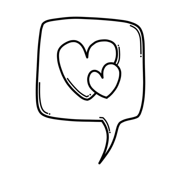 Speech Bubble Heart Doodle Vector Icon Drawing Sketch Illustration Hand — Stock Vector