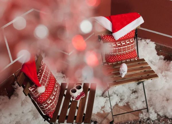 Vánoční dekorace v červených barvách — Stock fotografie