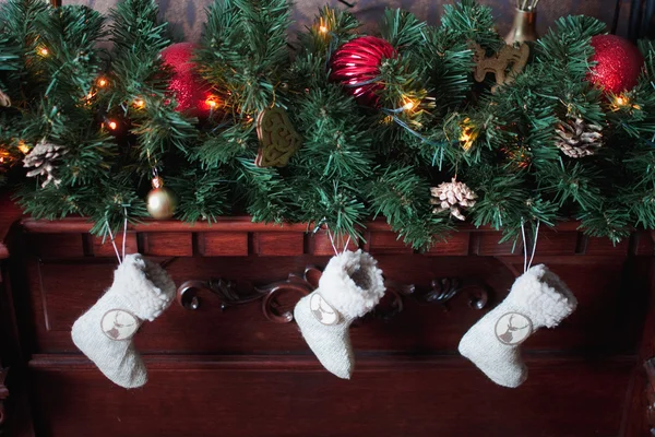 Tres calcetines de Navidad — Foto de Stock