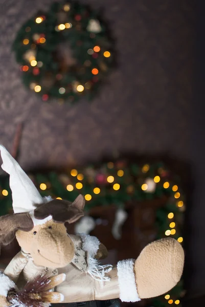 Noel geyik ve şömine