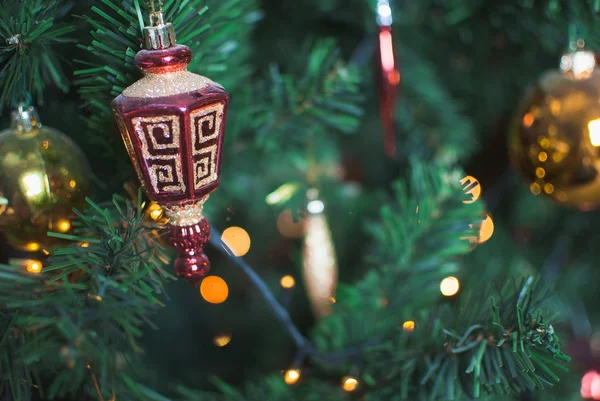 Boże Narodzenie pocztówka z lampą — Zdjęcie stockowe