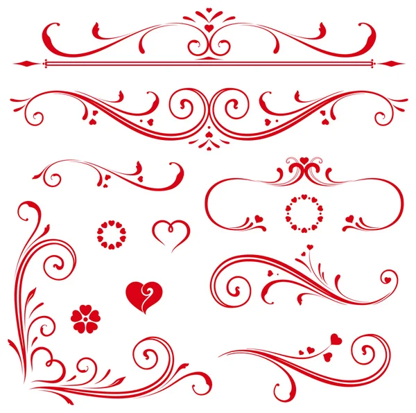 Scroll Set Hearts — Stock Vector