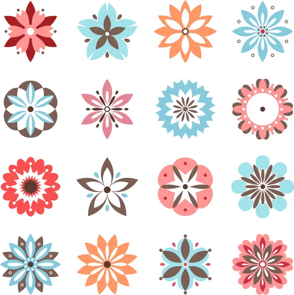 Set de flores divertidas — Vector de stock