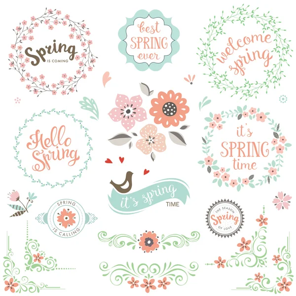 Spring Elements Set — Stock Vector