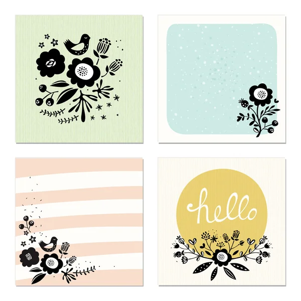 Tarjetas florales escandinavas — Vector de stock