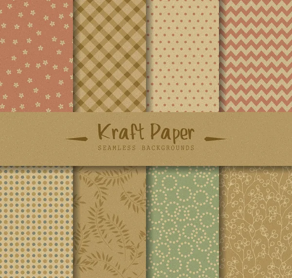 Papel Kraft fondos sin costura — Vector de stock