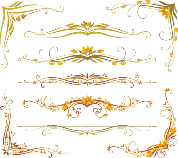 Autumn scroll set — Stock Vector