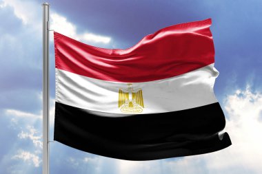 Rüzgarda dalgalanan Mısır bayrağı, 3 boyutlu.