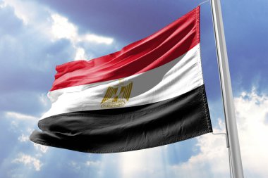 Rüzgarda dalgalanan Mısır bayrağı. 3d resimleme