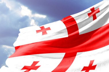 Gökyüzünde sallanan Georgia bayrağı. 3d illüstrasyon