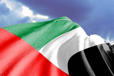 Kuveyt bayrağı rüzgarda dalgalanıyor. 3d illüstrasyon