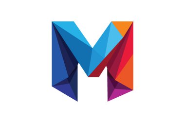 Geometrik Harf M Low Poly Tasarımı