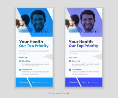 Tıbbi Sağlık Hizmetleri Katlama Sancak Tasarımı Şablonu