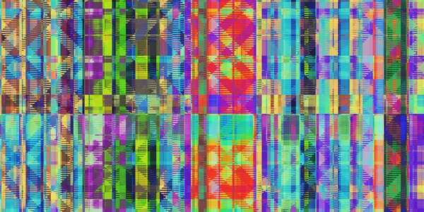 Multicolor Cuadros Rombos Glitch Art Backdrop Superficie Geométrica Distorsionada Patrón — Foto de Stock