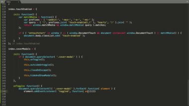 Java Betik Programlama Dili Kaynak Kod Yazma Efekti. Java Betik Programcısı Ticker Renkli Komutlar Düzenleyici Ekranı. Ağ Geliştirme Teknoloji Eğitimi. Kahverengi arka plan. Yeşil mavi kırmızı sarı kod vurgulaması.