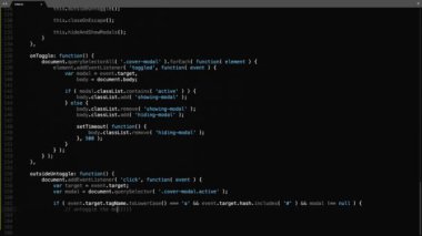 Java Betik Programlama Dili Kaynak Kod Yazma Efekti. Java Betik Programcısı Ticker Renkli Komutlar Düzenleyici Ekranı. Ağ Geliştirme Teknoloji Eğitimi. Koyu mavi arka plan. Mavi leylak sarı yeşil turuncu renk kodu vurgula. 