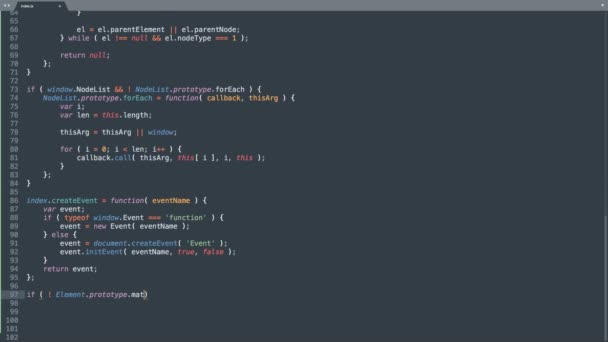 Java Script Programming Language Source Code Typing Effect Obrazovka Editoru — Stock video