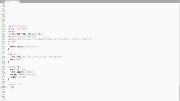Html Lenguaje Programación Efecto Escritura Código Fuente Html Programador Ticker — Vídeo de stock