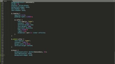 Css Programlama Dili Kaynak Kod Yazma Efekti. Css Programcısı Ticker Renkli Komuta Düzenleyici Ekranı. Ağ Geliştirme Teknoloji Eğitimi. Kahverengi arka plan. Yeşil Mavi Kırmızı Sarı Renk Vurgulaması. 60 Saniye, 16: 9 Ekran Biçimi.