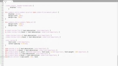 Css Programlama Dili Kaynak Kod Yazma Efekti. Css Programcısı Ticker Renkli Komuta Düzenleyici Ekranı. Ağ Geliştirme Teknoloji Eğitimi. Beyaz arka plan. Mavi Turuncu Leylak Kırmızı Kod Işığı. 60 Saniye, 16: 9 Ekran Biçimi. 