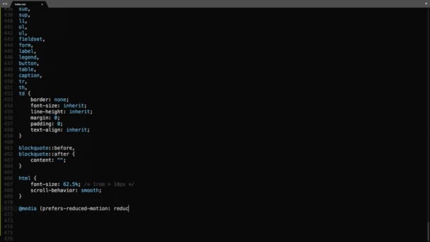 Css Επίδραση Δακτυλογράφησης Πηγαίου Κώδικα Γλωσσών Προγραμματισμού Css Ticker Προγραμματιστών — Αρχείο Βίντεο