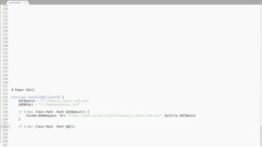 PowerShell Programlama Kaynak Kod Yazma Efekti. PowerShell Programcısı Ticker Renkli Komutlar Düzenleyici Ekranı. Ağ Geliştirme Teknoloji Eğitimi. Beyaz arka plan. Mavi Turuncu Leylak Kırmızı Renk Vurgulaması. 