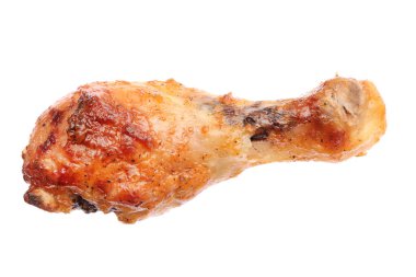 Izgara barbekü eti. İzole edilmiş Tavuk Bacağı Yemeği.