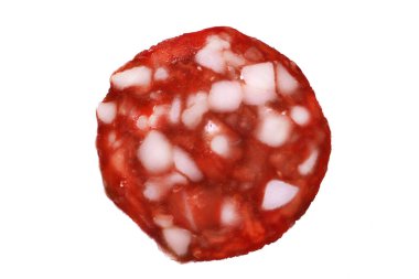 Yağ ve etle izole edilmiş sosis dilimi