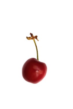 İzole edilmiş taze kirazlar. Tatlı kırmızı sağlıklı vitamin meyvesi.