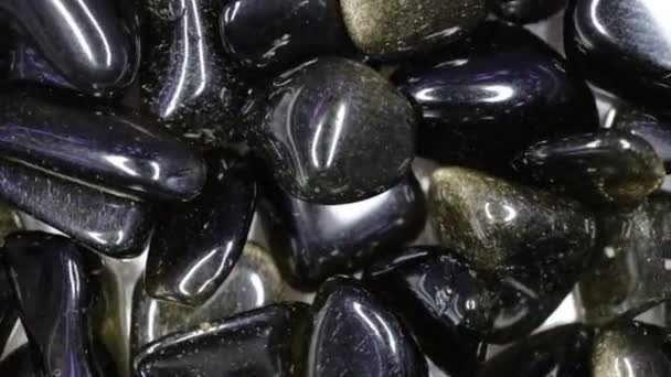 Mavi Dantel Bir Yığın Içine Dökülür Saat Yönünde Döner Mineral — Stok video