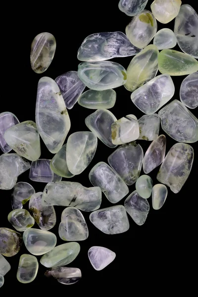 Prehnite Heap Jewel Stones Texture Black Background Pile Mineral Pebbles — Stock Photo, Image