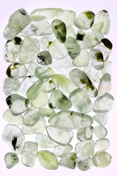 Prehnite Кучи Драгоценных Камней Текстуры Белом Светлом Фоне — стоковое фото