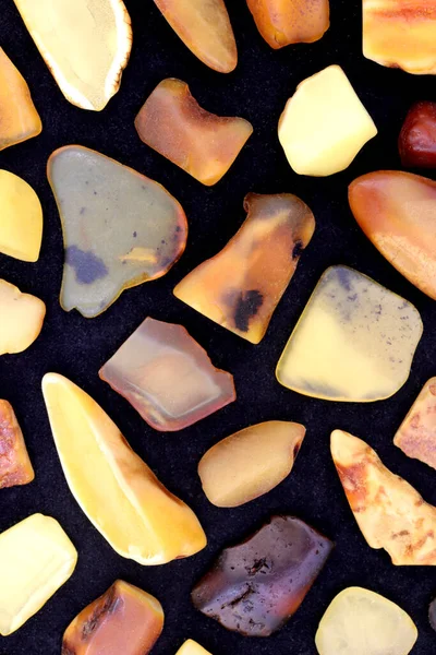 Amber Rare Jewel Stones Texture Black Background — Stock Photo, Image