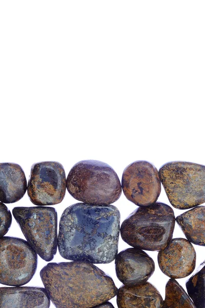 Bronzite Heap Jewel Stones Texture Half White Light Isolated Background — Foto de Stock