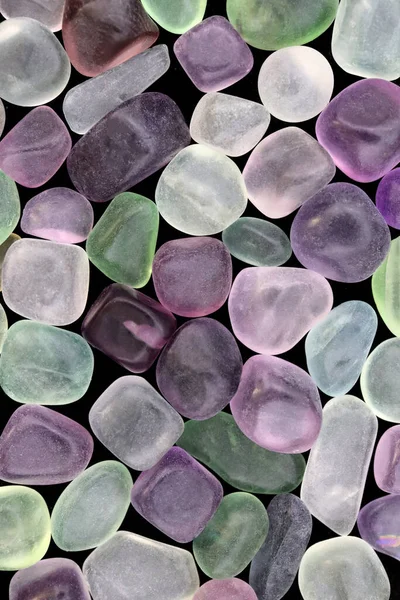 Fluorite Heap Jewel Stones Texture Black Background — Stock Photo, Image